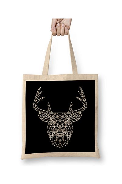 Baskı Dükkanı Υφασμάτινη τσάντα Star Animal Stag με μακριά λαβή