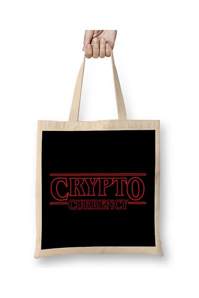 Baskı Dükkanı Υφασμάτινη τσάντα Stranger Things Crypto Currency με μακριά λαβή