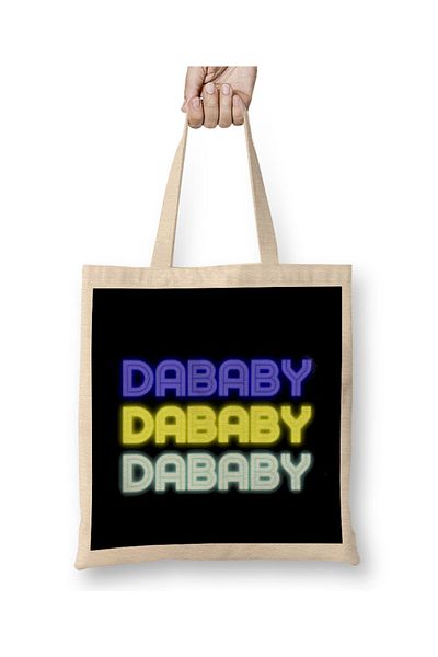 Baskı Dükkanı Υφασμάτινη τσάντα με λογότυπο DaBaby Hip Hop Rap με μακριά λαβή