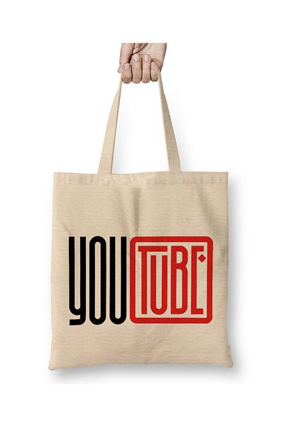 Baskı Dükkanı Geantă din pânză Youtube cu mâner lung