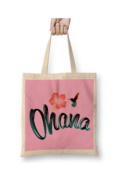 Baskı Dükkanı Υφασμάτινη τσάντα Ohana Stitch με μακριά λαβή