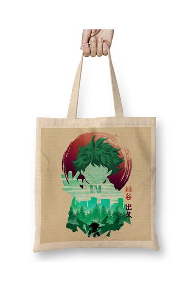 Baskı Dükkanı Υφασμάτινη τσάντα My Hero Academia Minimalist Silhouette Deku με μακριά λαβή