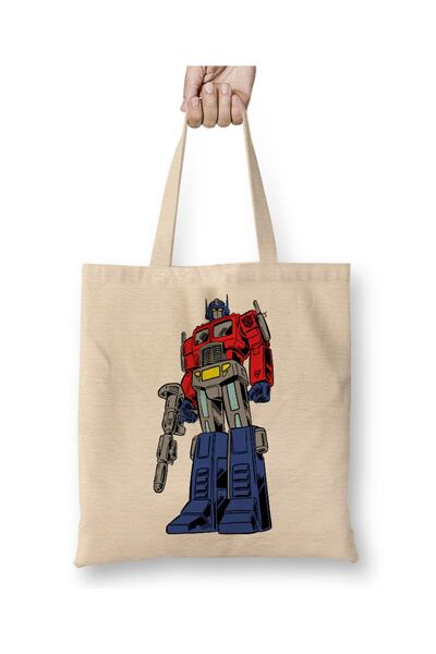 Baskı Dükkanı Geantă din pânză Optimus Prime Cartoon Transformers cu mâner lung