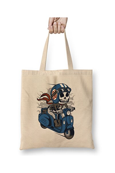 Baskı Dükkanı Tkanina za skuter u obliku lubanje Torba duga Sa ručkom