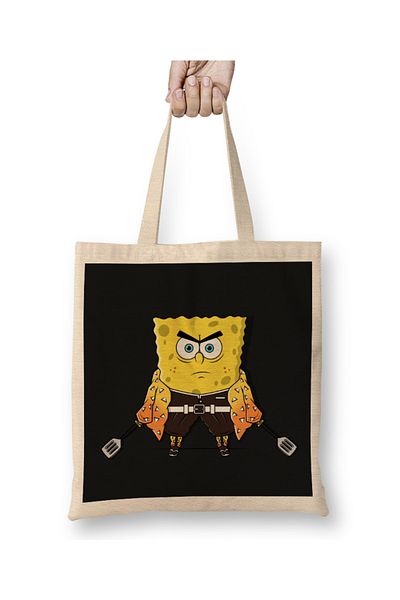 Baskı Dükkanı Spongebob Spongebob Zenitsu Geantă din pânză cu mâner lung