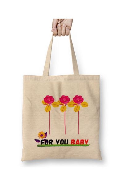 Baskı Dükkanı ΓΙΑ ΣΑΣ MY Daddy Flowers υφασμάτινη τσάντα με μακριά λαβή