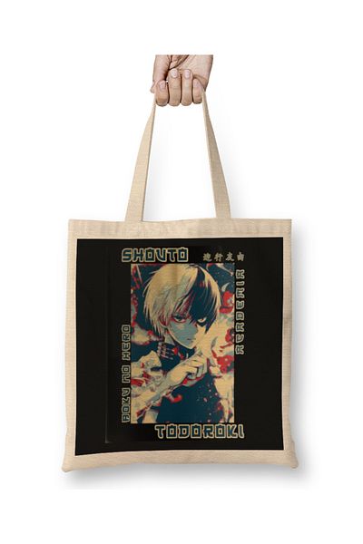 Baskı Dükkanı Shoto Todoroki Shoto Fire And Ice υφασμάτινη τσάντα με μακριά λαβή