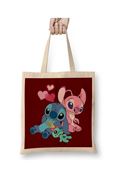 Baskı Dükkanı Geantă din pânză Lilo And Stitch Stitch & Angel cu mâner lung
