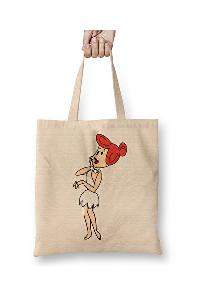 Baskı Dükkanı العصر الحجري فيلما تشاكماكتاش 01 حقيبة قماش ذات مقبض طويل