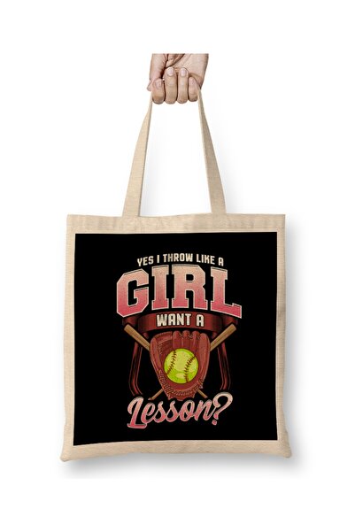 Baskı Dükkanı Da, bacam kao devojčica, želim čas softballa, tkanina Torba dug...