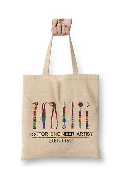 Baskı Dükkanı Doctor Engineer Artist Dentist 021 Geanta Tote Maner Lung