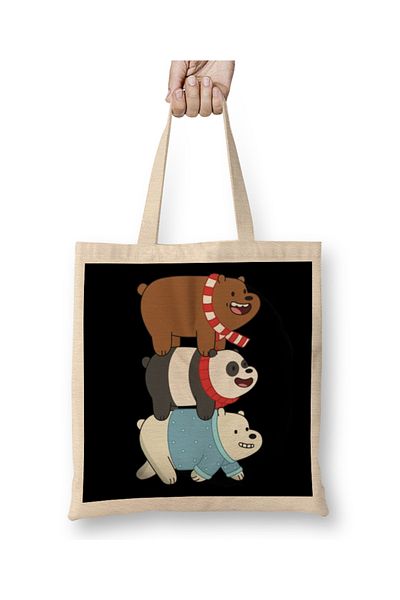 Baskı Dükkanı We Bare Bears 02 Geantă din pânză cu mâner lung