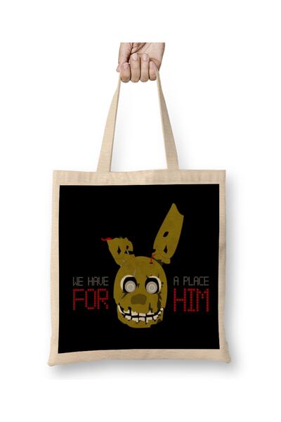 Baskı Dükkanı حقيبة قماش فايف نايتس ات فريدي 01 بمقبض طويل