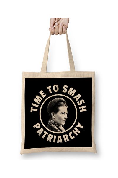 Baskı Dükkanı Geantă din pânză Simone De Beauvoir în stil retro Fan Art Design cu mâner lung