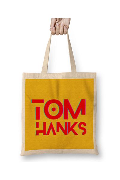 Baskı Dükkanı Υφασμάτινη τσάντα Tom Hanks Artwork με μακριά λαβή