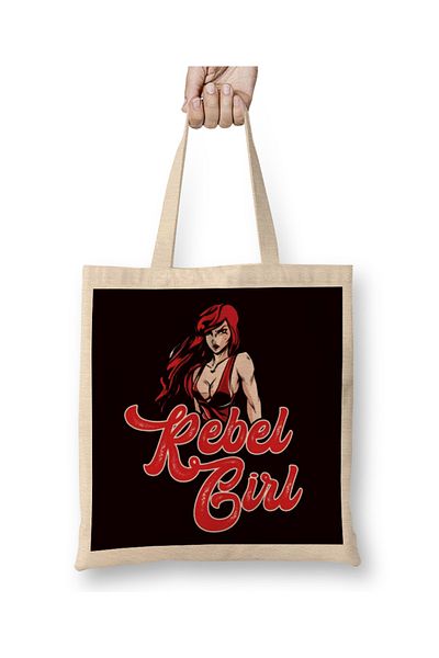 Baskı Dükkanı Rebel Ginger Girl Redhead Red Haired Red Head Geantă din pânză irlandeză cu mâner lung