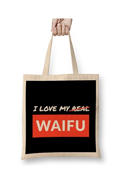 Baskı Dükkanı Waifu Я люблю свою справжню Waifu Сумка без ручок з довгими руч...