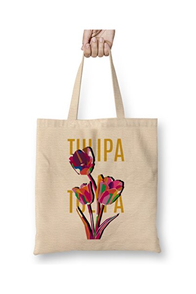 Baskı Dükkanı Tkanina za cveće tulipana Torba duga Sa ručkom