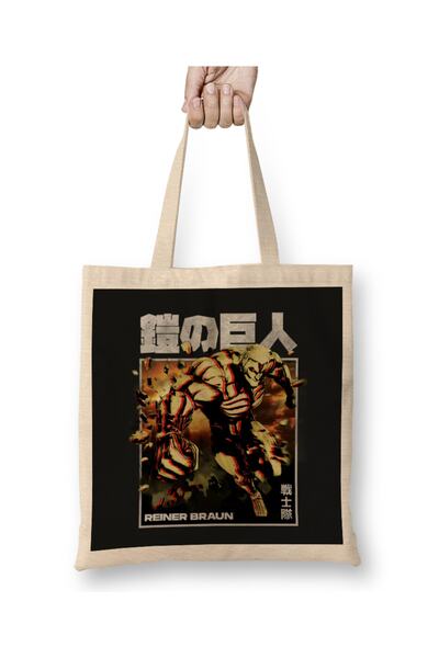 Baskı Dükkanı Reiner Braun Reiner Attack on Titan Cloth Torba Long Sa ručkom