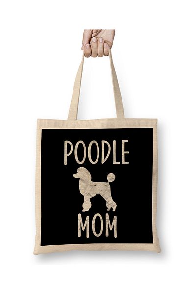 Baskı Dükkanı Vintage Poodle Mom Gift Dog Owner Poodle Mother Geantă din pânză cu mâner lung