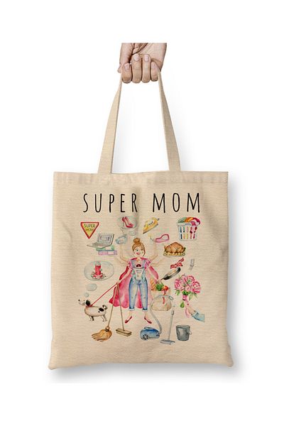 Baskı Dükkanı Supermom Superanne 06 υφασμάτινη τσάντα με μακριά λαβή