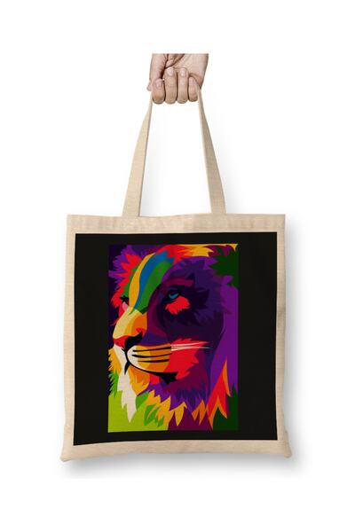 Baskı Dükkanı Popart životinje Šareni print lava Pop art platno Torba dugo Sa...