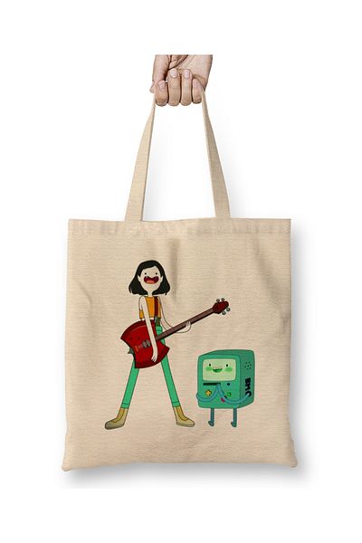 Baskı Dükkanı Geantă din pânză Adventure Time Marceline și Bmo cu mâner lung