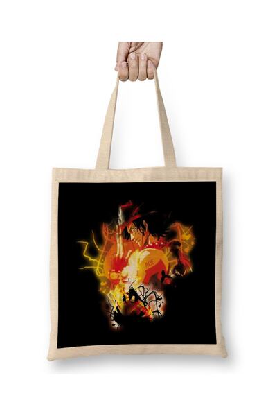 Baskı Dükkanı One Piece Luffy Ace of Fire Cloth Torba Long Sa ručkom