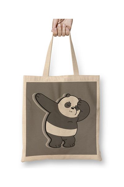 Baskı Dükkanı Panda υφασμάτινη τσάντα με μακριά λαβή