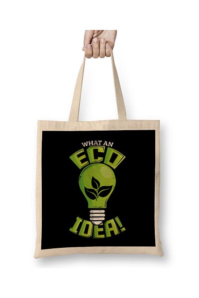 Baskı Dükkanı What An Eco Idea Αστεία υφασμάτινη τσάντα για την Ημέρα της Γης με μακριά λαβή