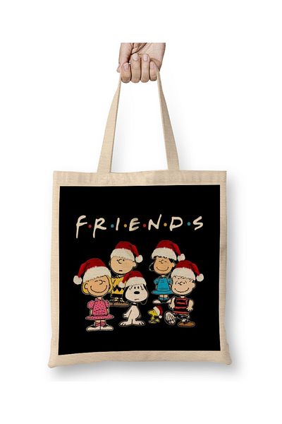 Baskı Dükkanı Snoopy And Friend Funny υφασμάτινη τσάντα με μακριά λαβή
