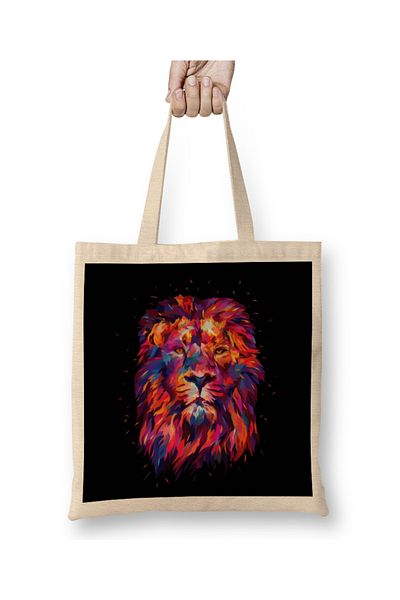 Baskı Dükkanı Αφηρημένη υφασμάτινη τσάντα King Lion με μακριά λαβή