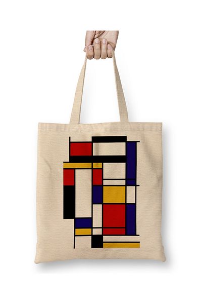 Baskı Dükkanı Υφασμάτινη τσάντα Mondrian με μακριά λαβή