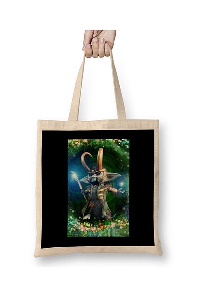 Baskı Dükkanı Υφασμάτινη τσάντα Viking Trickster Variant με μακριά λαβή