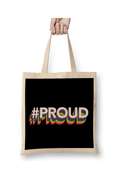 Baskı Dükkanı Pride Hastag Ponosna tkanina Torba Duga Sa ručkom