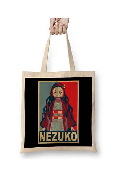 Baskı Dükkanı Demon Slayer Kimetsu No Yaiba Nezuko Anime 03 υφασμάτινη τσάντα με μακριά λαβή
