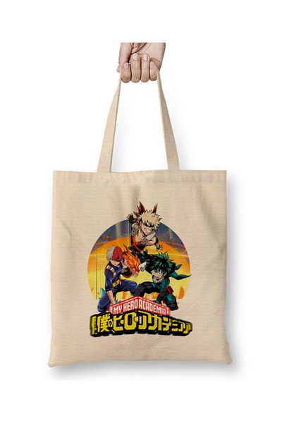 Baskı Dükkanı UA Students Midoriya Bakugou Todoroki Shoto 01 υφασμάτινη τσάντα μακριά λαβή