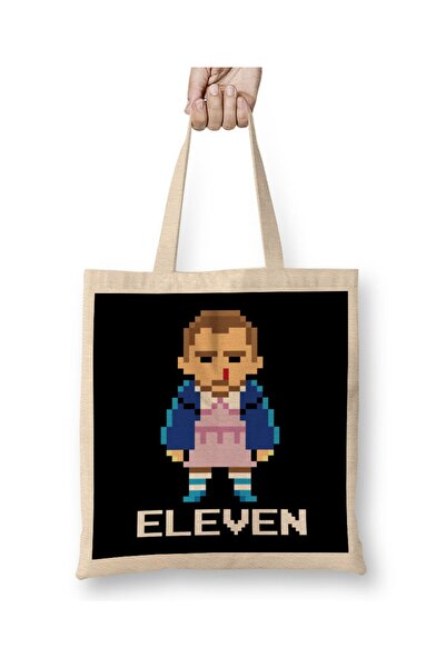 Baskı Dükkanı Pixel Eleven Stranger Things tkanina Torba duga Sa ručkom