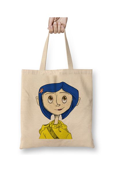 Baskı Dükkanı Geantă din pânză Coraline cu mâner lung