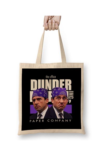 Baskı Dükkanı Dunder Mifflin Michael Scott The Office Geantă din pânză cu mâner lung