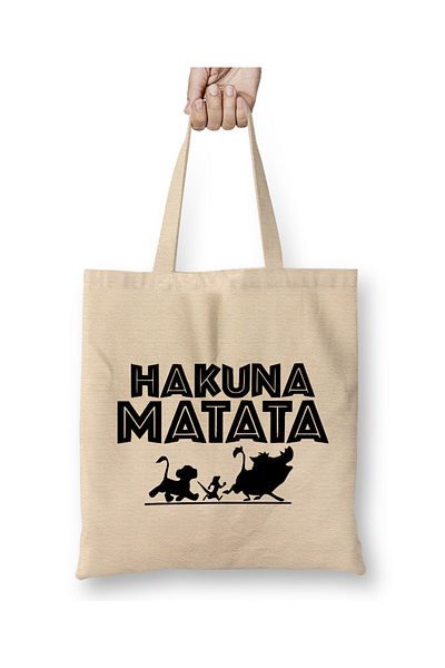 Baskı Dükkanı Hakuna Matata 01 υφασμάτινη τσάντα με μακριά λαβή