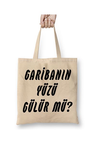 Baskı Dükkanı Does the Face of the Gariban Laugh 04 υφασμάτινη τσάντα με μακριά λαβή