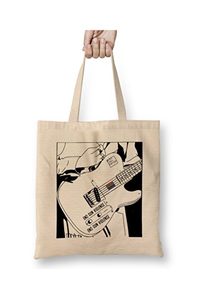 Baskı Dükkanı حقيبة قماش هاري ستايلز جيتار 02 بمقبض طويل