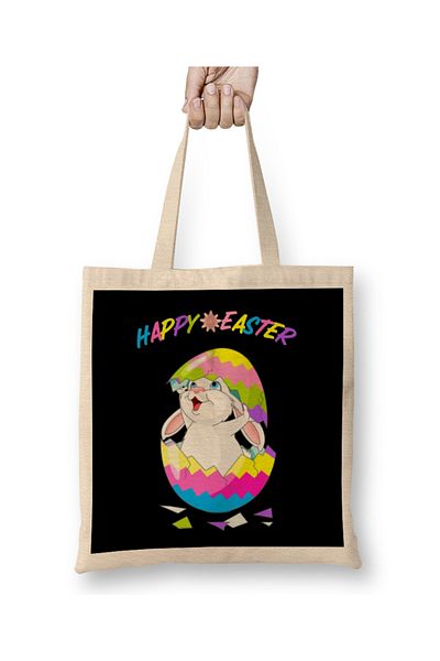 Baskı Dükkanı Happy Easter 05 υφασμάτινη τσάντα με μακριά λαβή