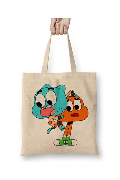 Baskı Dükkanı Gumball Darwin Best Friend Bff υφασμάτινη τσάντα με μακριά λαβή