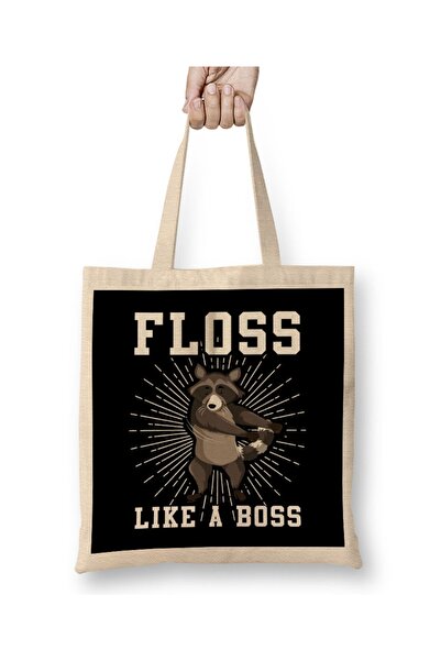 Baskı Dükkanı Raccoon Floss Like A Boss Тканинна сумка з довгою ручкою