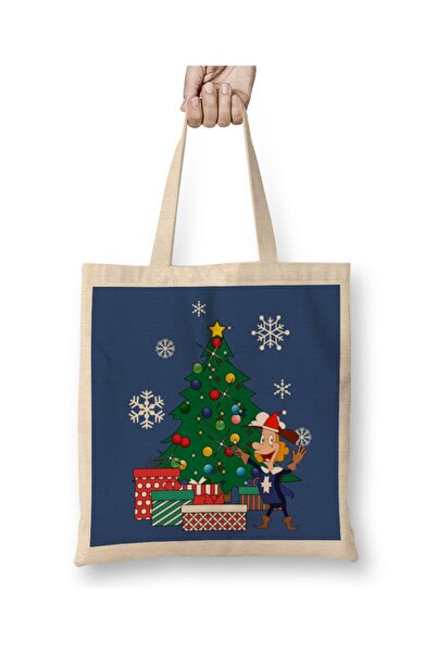 Baskı Dükkanı Albert Petajlija Musketeer oko božićnog drvca Tkanina Torba Dug...