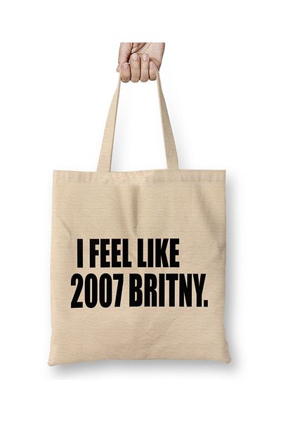 Baskı Dükkanı Mă simt ca 2007 Britney Tote Bag Mâner lung