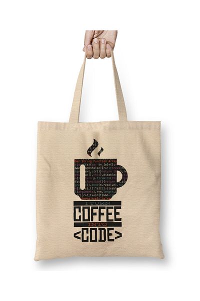 Baskı Dükkanı Προγραμματιστής Coffee Code υφασμάτινη τσάντα με μακριά λαβή