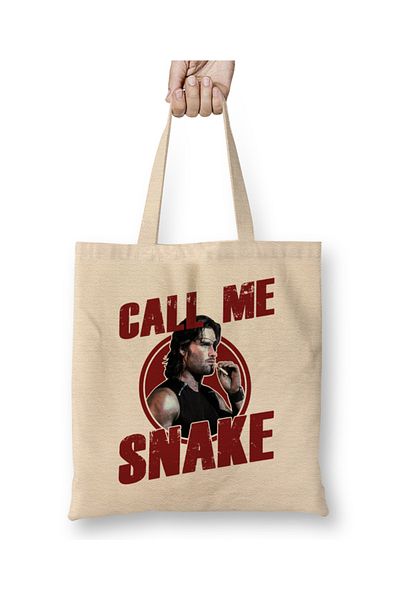 Baskı Dükkanı Escape From New York Call Me Snake Eyepatch υφασμάτινη τσάντα με μακριά λαβή
